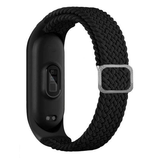 For Xiaomi Mi Band 6 / 5  / 4 / 3 Adjustable Nylon Braided Elasticity Watch Band(Black) - Watch Bands by buy2fix | Online Shopping UK | buy2fix