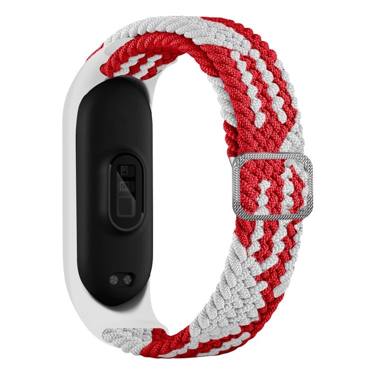 For Xiaomi Mi Band 6 / 5  / 4 / 3 Adjustable Nylon Braided Elasticity Watch Band(Red White) - Watch Bands by buy2fix | Online Shopping UK | buy2fix