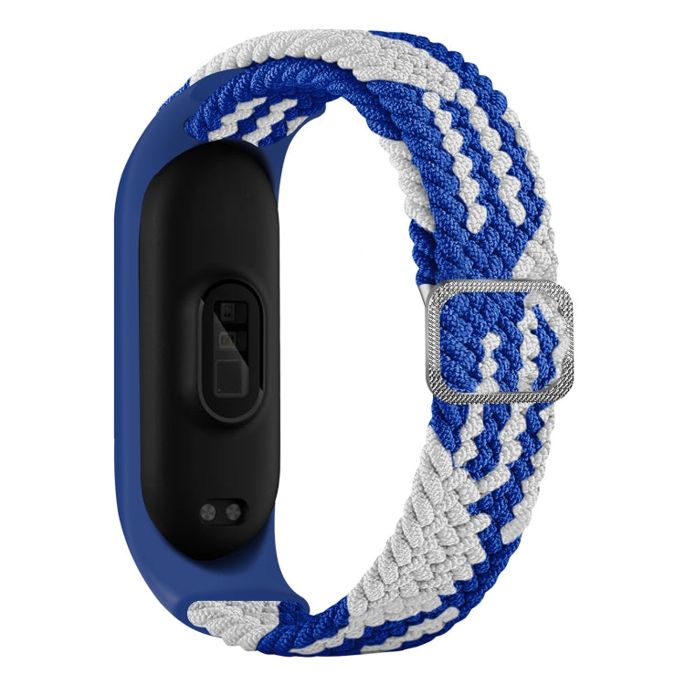 For Xiaomi Mi Band 6 / 5  / 4 / 3 Adjustable Nylon Braided Elasticity Watch Band(Blue White) - Watch Bands by buy2fix | Online Shopping UK | buy2fix