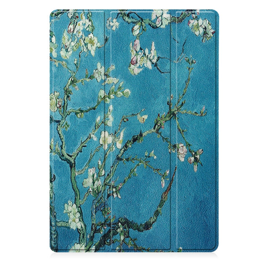 For Samsung Galaxy Tab S7 Lite T730 / T735 / Tab S7 FE T736 Custer Painted TPU Smart Tablet Leather Case with Sleep / Wake-up Function & 3-Fold Holder & Pen Slot(Apricot Blossom) - Other Galaxy Tab PC by buy2fix | Online Shopping UK | buy2fix