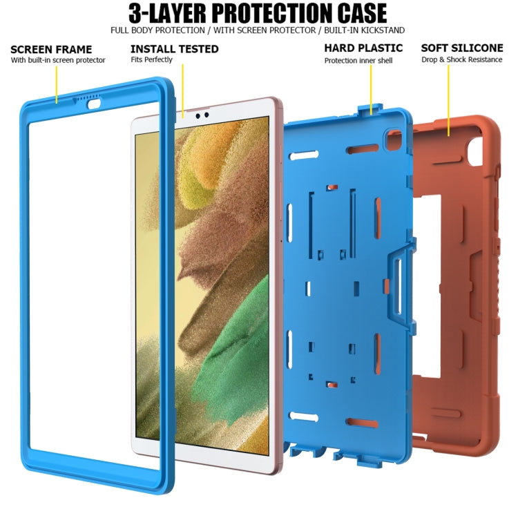 For Samsung Galaxy Tab A7 Lite T220 / T225 Contrast Color Robot Shockproof Silicone + PC Protective Case with Holder(Orange Blue) - Tab A7 Lite T220 / T225 by buy2fix | Online Shopping UK | buy2fix