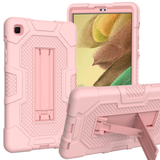 For Samsung Galaxy Tab A7 Lite T220 / T225 Contrast Color Robot Shockproof Silicone + PC Protective Case with Holder(Rose Gold) - Tab A7 Lite T220 / T225 by buy2fix | Online Shopping UK | buy2fix