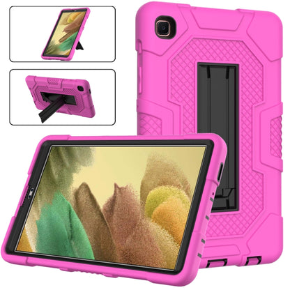 For Samsung Galaxy Tab A7 Lite T220 / T225 Contrast Color Robot Shockproof Silicone + PC Protective Case with Holder(Rose Red Black) - Tab A7 Lite T220 / T225 by buy2fix | Online Shopping UK | buy2fix