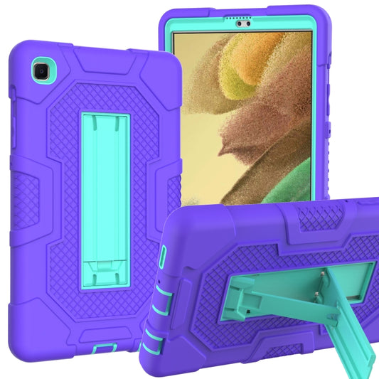 For Samsung Galaxy Tab A7 Lite T220 / T225 Contrast Color Robot Shockproof Silicone + PC Protective Case with Holder(Purple Mint Green) - Tab A7 Lite T220 / T225 by buy2fix | Online Shopping UK | buy2fix