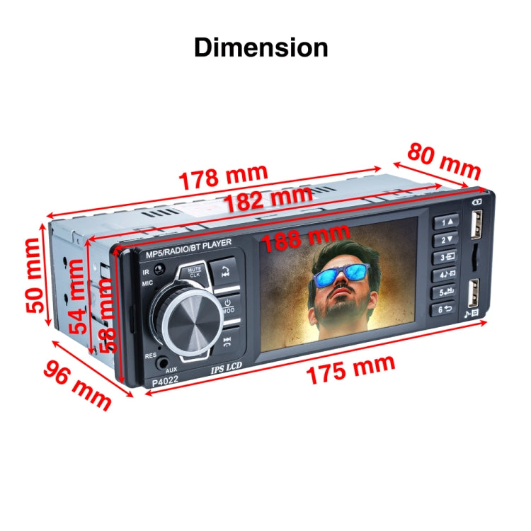 P4022 3.8 inch Universal Car Radio Receiver MP5 Player, Support FM & Bluetooth & TF Card with Remote Control - Car MP3 & MP4 & MP5 by buy2fix | Online Shopping UK | buy2fix