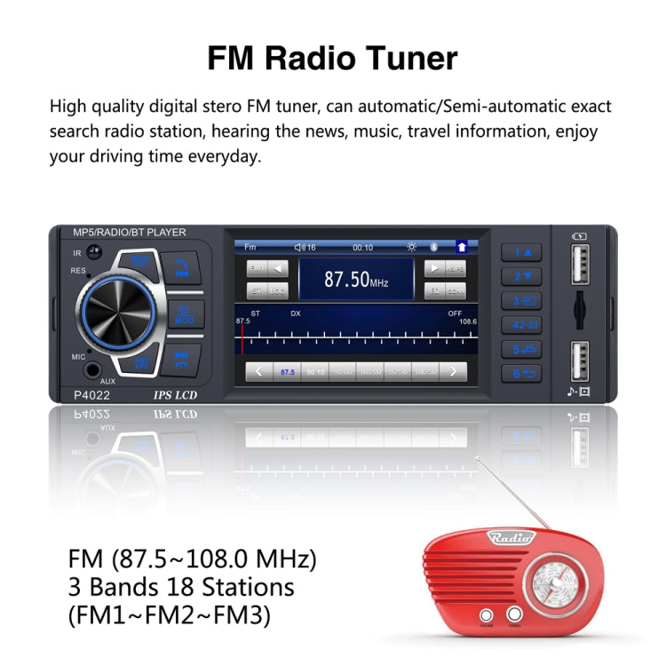 P4022 3.8 inch Universal Car Radio Receiver MP5 Player, Support FM & Bluetooth & TF Card with Remote Control - Car MP3 & MP4 & MP5 by buy2fix | Online Shopping UK | buy2fix