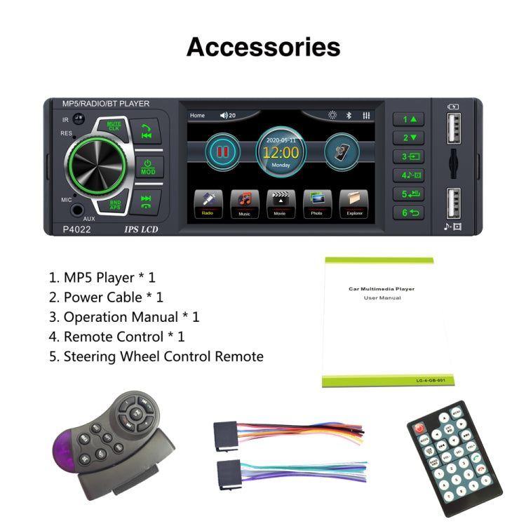 P4022 3.8 inch Universal Car Radio Receiver MP5 Player, Support FM & Bluetooth & TF Card with Remote Control - Car MP3 & MP4 & MP5 by buy2fix | Online Shopping UK | buy2fix