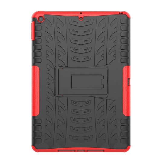 For iPad 10.2 Tire Texture TPU + PC Shockproof Case with Holder(Red) by buy2fix