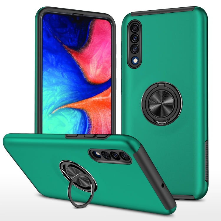 For Samsung Galaxy A30s / A50s / A50 PC + TPU Shockproof Magnetic Protective Case with Invisible Ring Holder(Dark Green) by buy2fix
