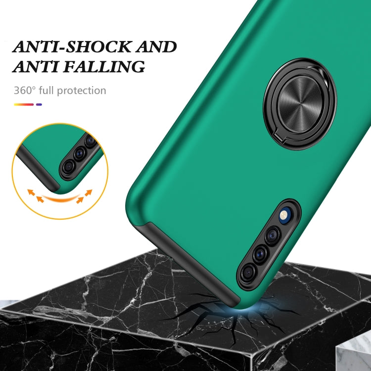 For Samsung Galaxy A30s / A50s / A50 PC + TPU Shockproof Magnetic Protective Case with Invisible Ring Holder(Dark Green) by buy2fix