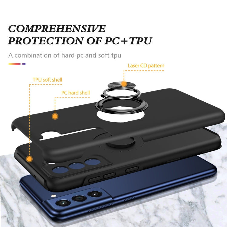 For Samsung Galaxy S21 FE PC + TPU Shockproof Magnetic Protective Case with Invisible Ring Holder(Black) by buy2fix