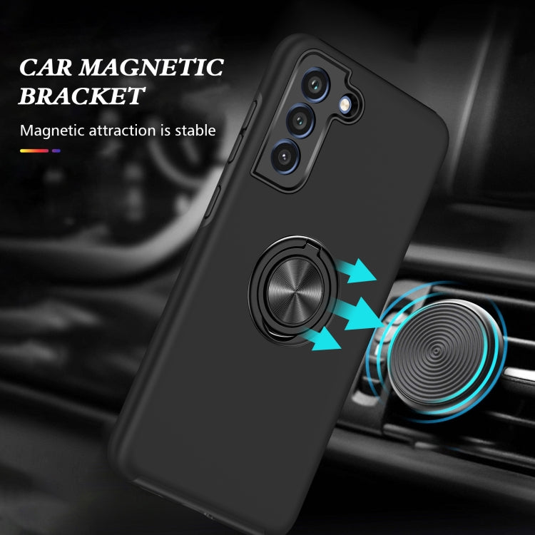 For Samsung Galaxy S21 FE PC + TPU Shockproof Magnetic Protective Case with Invisible Ring Holder(Black) by buy2fix