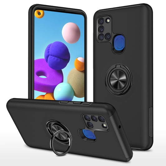 For Samsung Galaxy A21s PC + TPU Shockproof Magnetic Protective Case with Invisible Ring Holder(Black) - Galaxy Phone Cases by buy2fix | Online Shopping UK | buy2fix