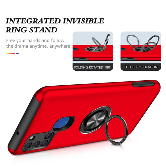 For Samsung Galaxy A21s PC + TPU Shockproof Magnetic Protective Case with Invisible Ring Holder(Red) by buy2fix