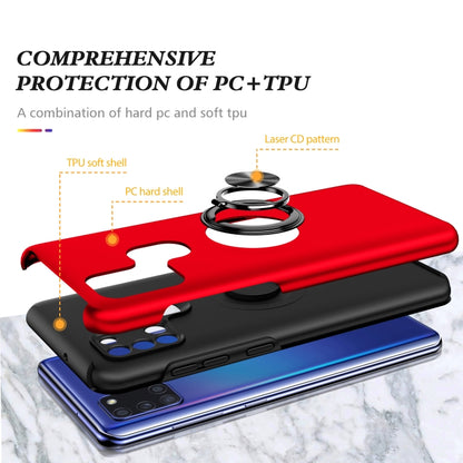 For Samsung Galaxy A21s PC + TPU Shockproof Magnetic Protective Case with Invisible Ring Holder(Red) by buy2fix