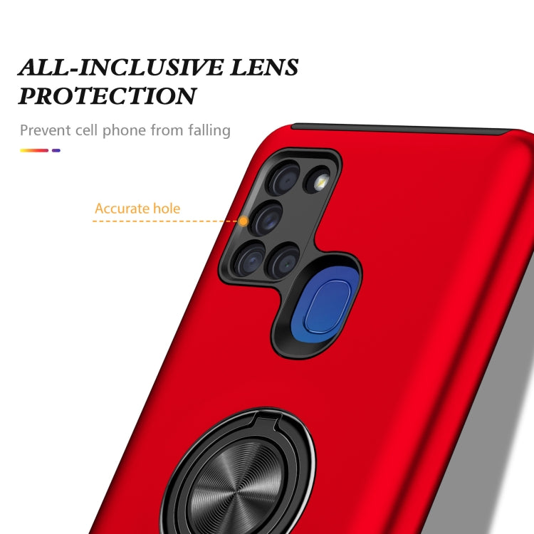 For Samsung Galaxy A21s PC + TPU Shockproof Magnetic Protective Case with Invisible Ring Holder(Red) by buy2fix