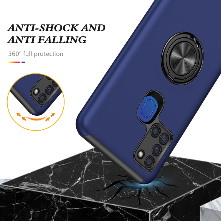 For Samsung Galaxy A21s PC + TPU Shockproof Magnetic Protective Case with Invisible Ring Holder(Blue) by buy2fix