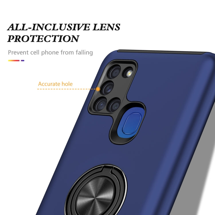 For Samsung Galaxy A21s PC + TPU Shockproof Magnetic Protective Case with Invisible Ring Holder(Blue) by buy2fix