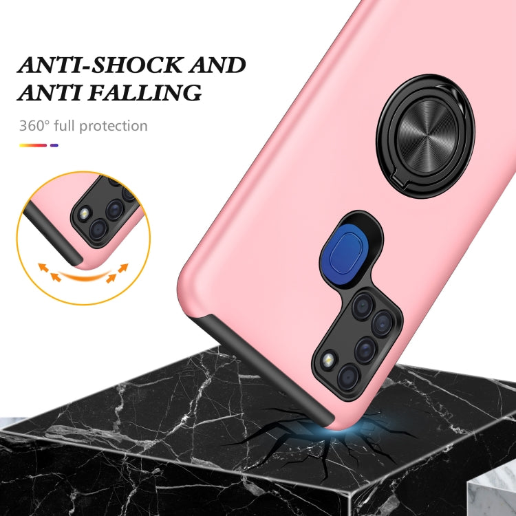 For Samsung Galaxy A21s PC + TPU Shockproof Magnetic Protective Case with Invisible Ring Holder(Rose Gold) by buy2fix