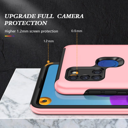 For Samsung Galaxy A21s PC + TPU Shockproof Magnetic Protective Case with Invisible Ring Holder(Rose Gold) by buy2fix