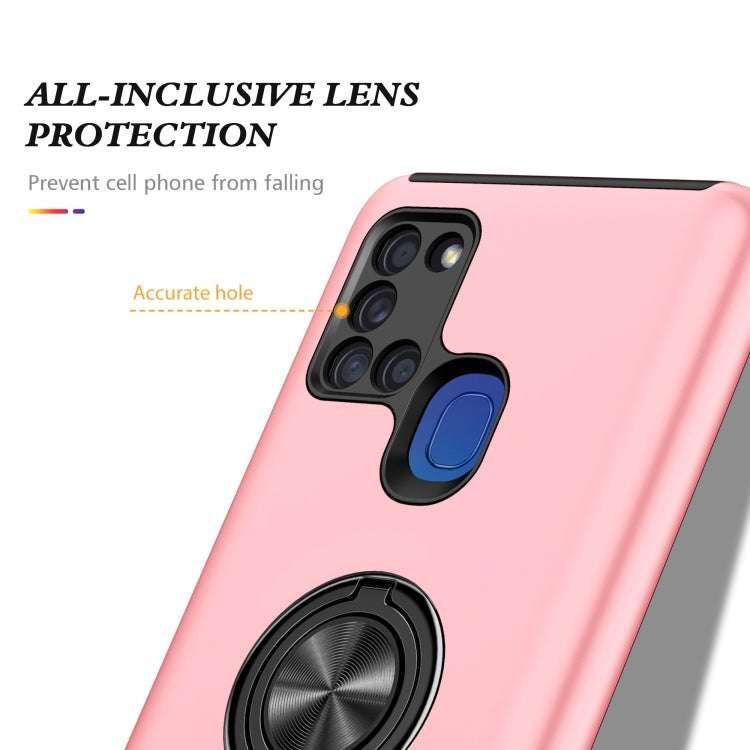 For Samsung Galaxy A21s PC + TPU Shockproof Magnetic Protective Case with Invisible Ring Holder(Rose Gold) by buy2fix