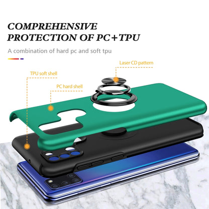 For Samsung Galaxy A21s PC + TPU Shockproof Magnetic Protective Case with Invisible Ring Holder(Dark Green) by buy2fix