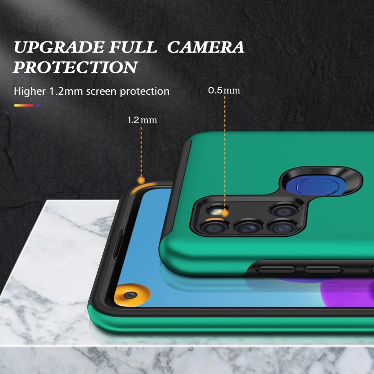 For Samsung Galaxy A21s PC + TPU Shockproof Magnetic Protective Case with Invisible Ring Holder(Dark Green) by buy2fix