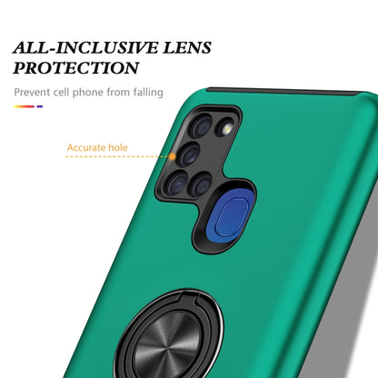 For Samsung Galaxy A21s PC + TPU Shockproof Magnetic Protective Case with Invisible Ring Holder(Dark Green) by buy2fix