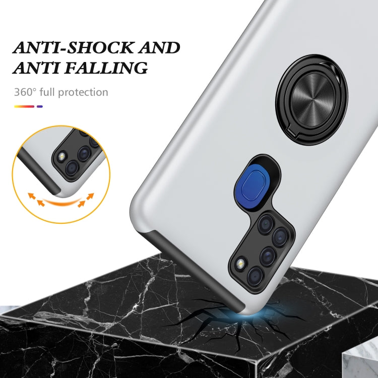 For Samsung Galaxy A21s PC + TPU Shockproof Magnetic Protective Case with Invisible Ring Holder(Silver) by buy2fix