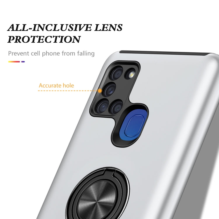 For Samsung Galaxy A21s PC + TPU Shockproof Magnetic Protective Case with Invisible Ring Holder(Silver) by buy2fix