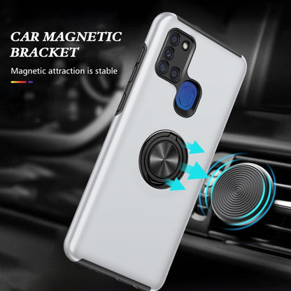 For Samsung Galaxy A21s PC + TPU Shockproof Magnetic Protective Case with Invisible Ring Holder(Silver) by buy2fix