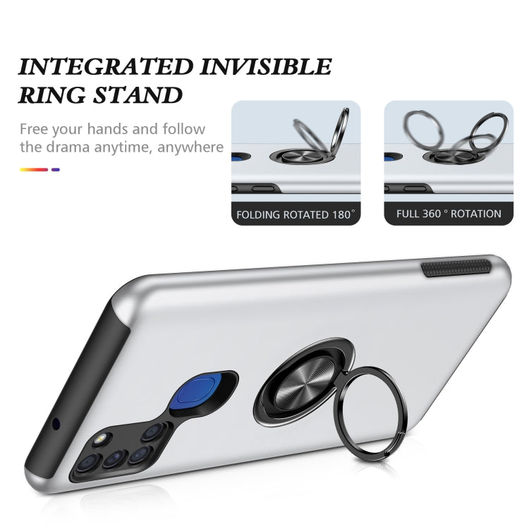 For Samsung Galaxy A21s PC + TPU Shockproof Magnetic Protective Case with Invisible Ring Holder(Silver) by buy2fix