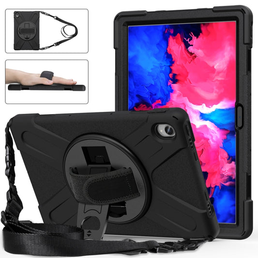 For Lenovo XiaoXin Pad 11 / Pad 11 Plus 2021 / Pad 2022 TB-J606F/J607F/J616F Shockproof Colorful Silicone + PC Protective Case with Holder & Hand Strap & Shoulder Strap(Black) - Lenovo by buy2fix | Online Shopping UK | buy2fix