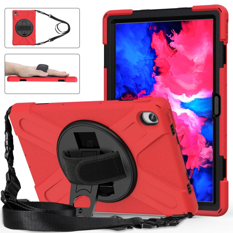 For Lenovo XiaoXin Pad 11 / Pad 11 Plus 2021 / Pad 2022 TB-J606F/J607F/J616F Shockproof Colorful Silicone + PC Protective Case with Holder & Hand Strap & Shoulder Strap(Red) - Lenovo by buy2fix | Online Shopping UK | buy2fix