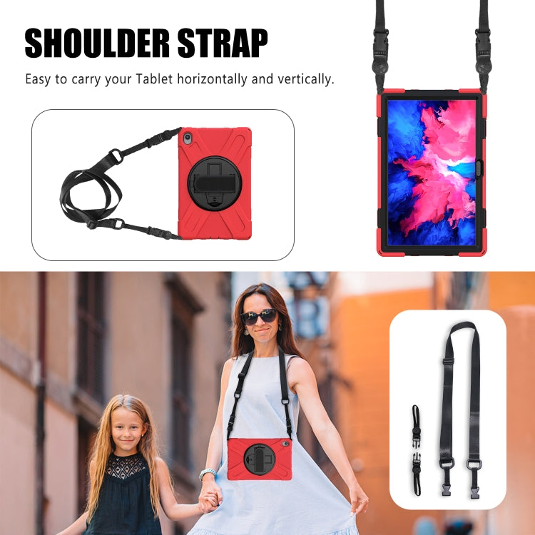 For Lenovo XiaoXin Pad 11 / Pad 11 Plus 2021 / Pad 2022 TB-J606F/J607F/J616F Shockproof Colorful Silicone + PC Protective Case with Holder & Hand Strap & Shoulder Strap(Red) - Lenovo by buy2fix | Online Shopping UK | buy2fix