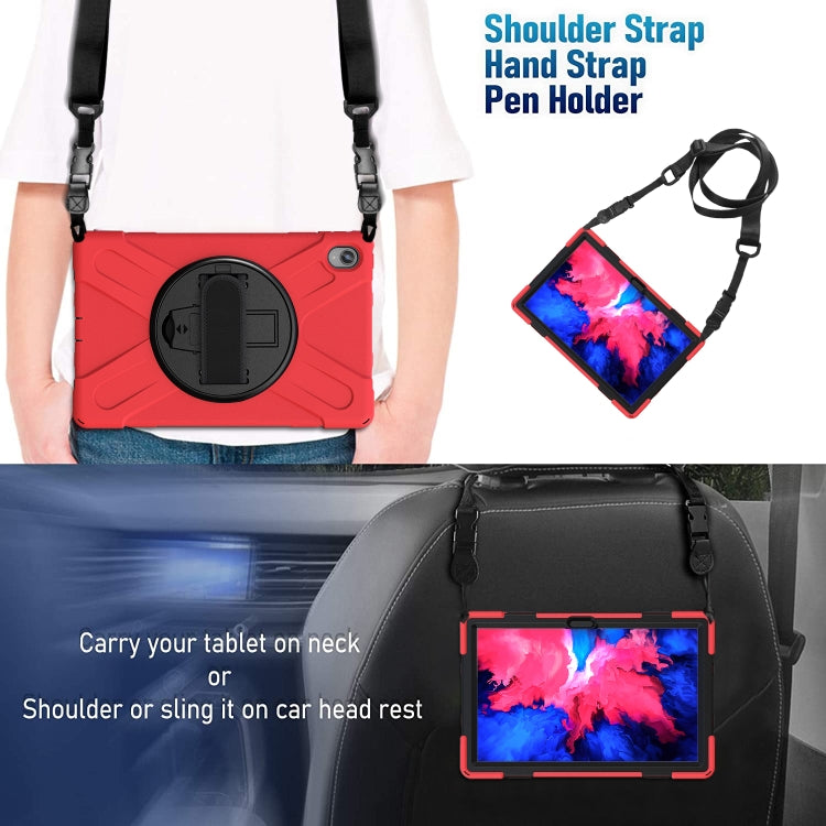 For Lenovo XiaoXin Pad 11 / Pad 11 Plus 2021 / Pad 2022 TB-J606F/J607F/J616F Shockproof Colorful Silicone + PC Protective Case with Holder & Hand Strap & Shoulder Strap(Red) - Lenovo by buy2fix | Online Shopping UK | buy2fix