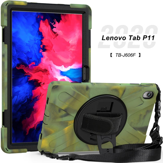 For Lenovo XiaoXin Pad 11 / Pad 11 Plus 2021 / Pad 2022 TB-J606F/J607F/J616F Shockproof Colorful Silicone + PC Protective Case with Holder & Hand Strap & Shoulder Strap(Camouflage) - Lenovo by buy2fix | Online Shopping UK | buy2fix