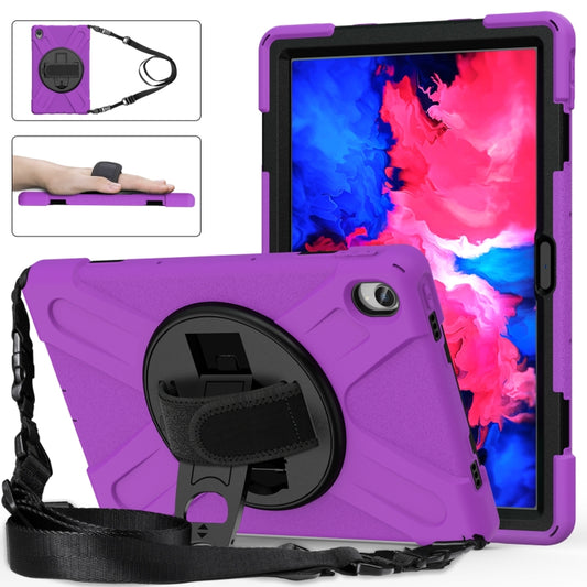 For Lenovo XiaoXin Pad 11 / Pad 11 Plus 2021 / Pad 2022 TB-J606F/J607F/J616F Shockproof Colorful Silicone + PC Protective Case with Holder & Hand Strap & Shoulder Strap(Purple) - Lenovo by buy2fix | Online Shopping UK | buy2fix