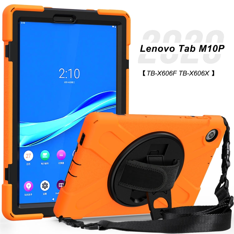 For Lenovo Tab M10 Plus TB-X606F Shockproof Colorful Silicone + PC Protective Case with Holder & Hand Strap & Shoulder Strap(Orange) - Lenovo by buy2fix | Online Shopping UK | buy2fix