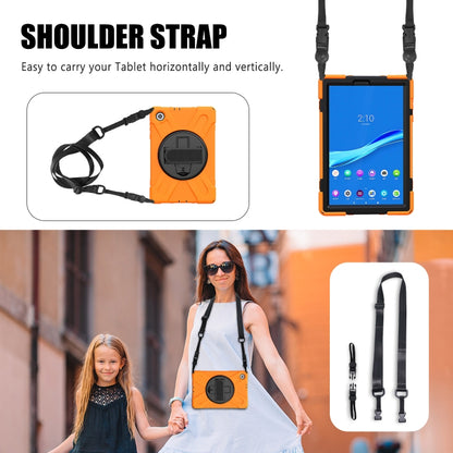 For Lenovo Tab M10 Plus TB-X606F Shockproof Colorful Silicone + PC Protective Case with Holder & Hand Strap & Shoulder Strap(Orange) - Lenovo by buy2fix | Online Shopping UK | buy2fix