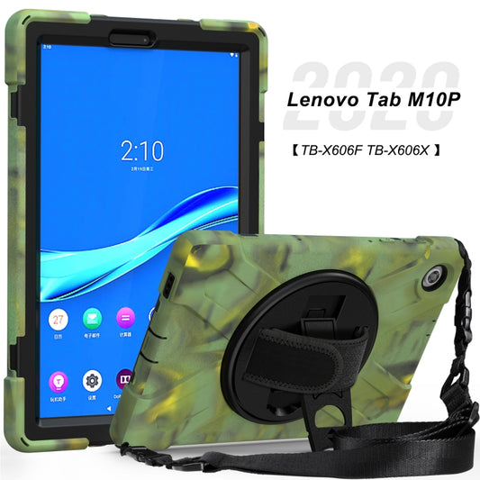 For Lenovo Tab M10 Plus TB-X606F Shockproof Colorful Silicone + PC Protective Case with Holder & Hand Strap & Shoulder Strap(Camouflage) - Lenovo by buy2fix | Online Shopping UK | buy2fix