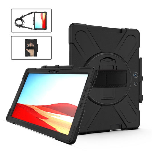 For Microsoft Surface Pro X / Pro X 2021 Shockproof Colorful Silicone + PC Protective Case with Holder & Hand Strap & Shoulder Strap & Pen Slot(Black) - Others by buy2fix | Online Shopping UK | buy2fix