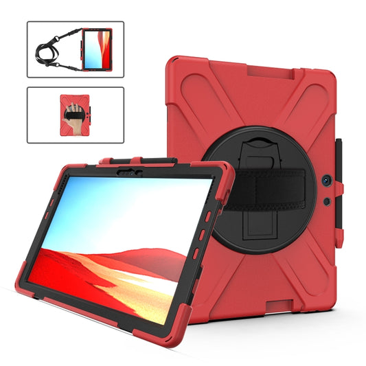 For Microsoft Surface Pro X / Pro X 2021 Shockproof Colorful Silicone + PC Protective Case with Holder & Hand Strap & Shoulder Strap & Pen Slot(Red) - Others by buy2fix | Online Shopping UK | buy2fix