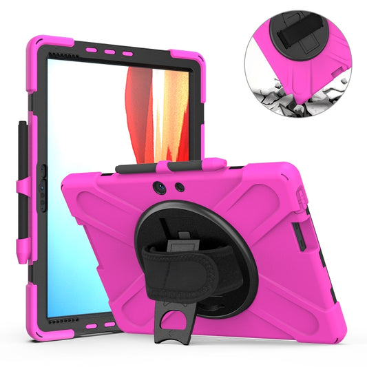 For Microsoft Surface Pro X / Pro X 2021 Shockproof Colorful Silicone + PC Protective Case with Holder & Hand Strap & Shoulder Strap & Pen Slot(Rose Red) - Others by buy2fix | Online Shopping UK | buy2fix