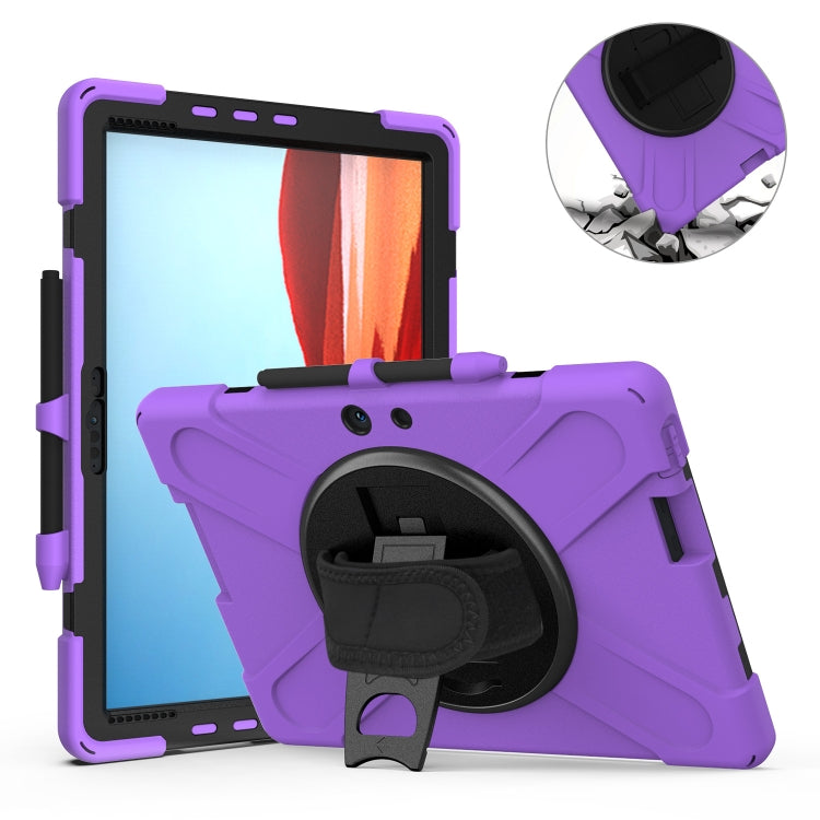 For Microsoft Surface Pro X / Pro X 2021 Shockproof Colorful Silicone + PC Protective Case with Holder & Hand Strap & Shoulder Strap & Pen Slot(Purple) - Others by buy2fix | Online Shopping UK | buy2fix