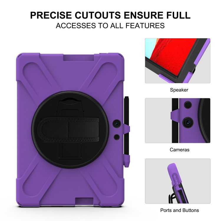 For Microsoft Surface Pro X / Pro X 2021 Shockproof Colorful Silicone + PC Protective Case with Holder & Hand Strap & Shoulder Strap & Pen Slot(Purple) - Others by buy2fix | Online Shopping UK | buy2fix