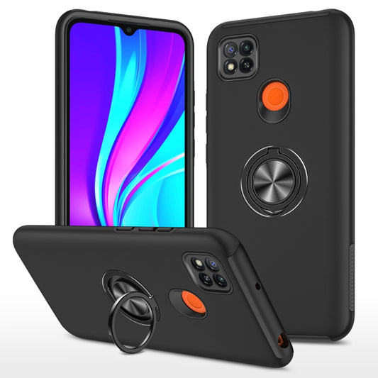 For Xiaomi Redmi 9C PC + TPU Shockproof Magnetic Protective Case with Invisible Ring Holder(Black) - Xiaomi Cases by buy2fix | Online Shopping UK | buy2fix