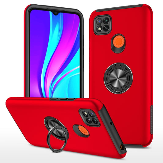 For Xiaomi Redmi 9C PC + TPU Shockproof Magnetic Protective Case with Invisible Ring Holder(Red) - Xiaomi Cases by buy2fix | Online Shopping UK | buy2fix