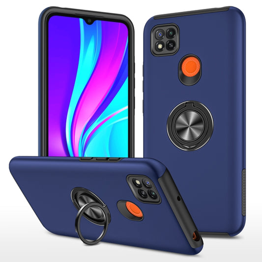 For Xiaomi Redmi 9C PC + TPU Shockproof Magnetic Protective Case with Invisible Ring Holder(Blue) - Xiaomi Cases by buy2fix | Online Shopping UK | buy2fix