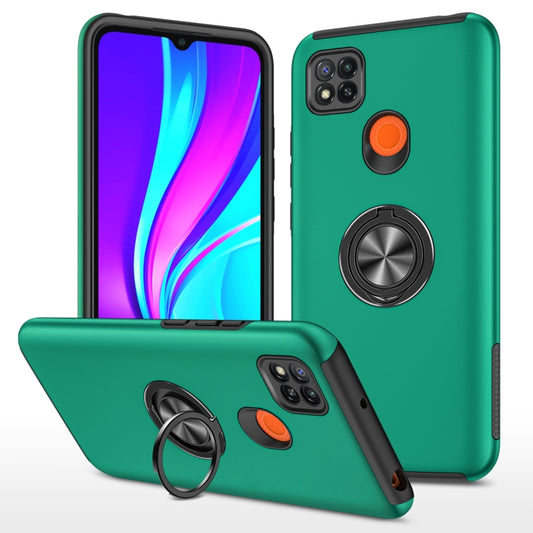 For Xiaomi Redmi 9C PC + TPU Shockproof Magnetic Protective Case with Invisible Ring Holder(Dark Green) - Xiaomi Cases by buy2fix | Online Shopping UK | buy2fix